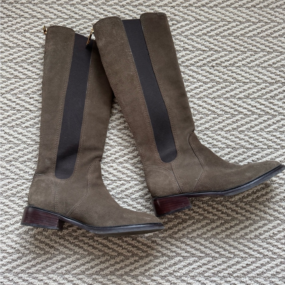 Tory Burch Brown Suede Knee-High Riding Boots